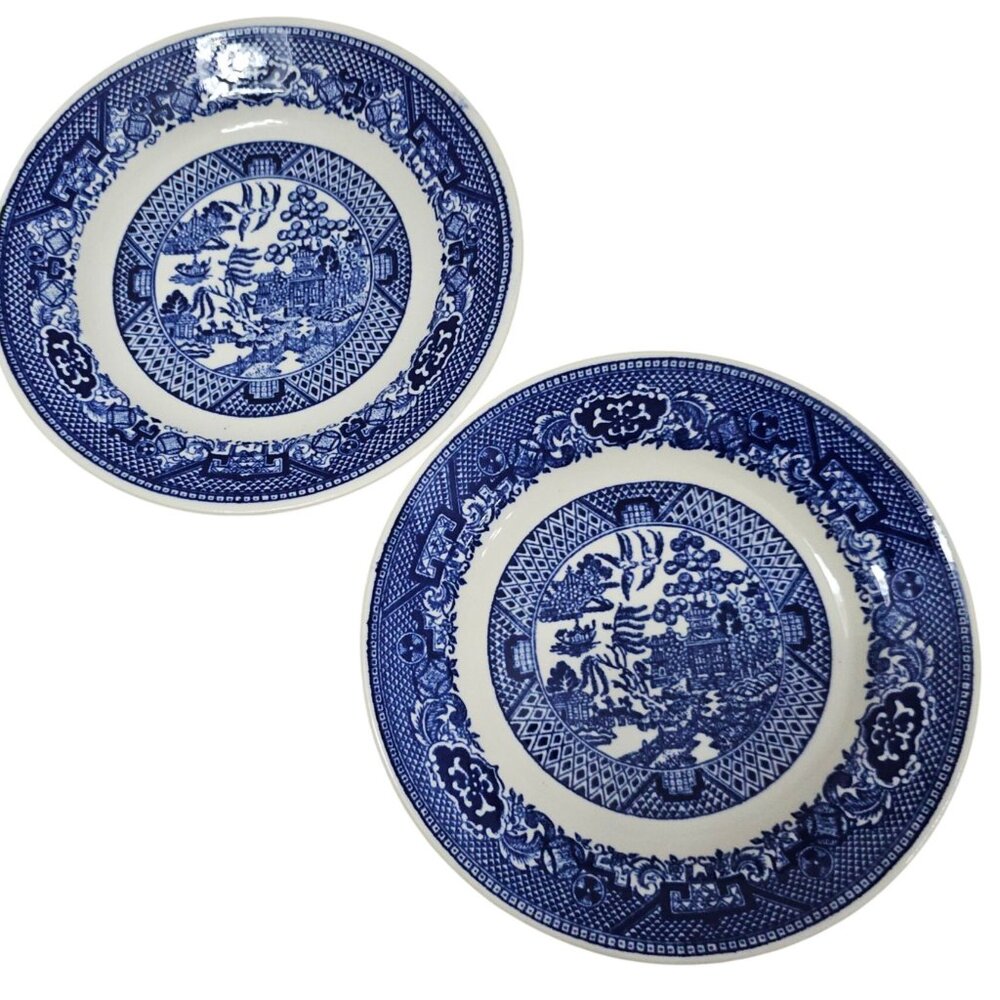 2 Royal USA Blue Willow Plate6.2" Ironstone transferware Chinoiserie Willow ware